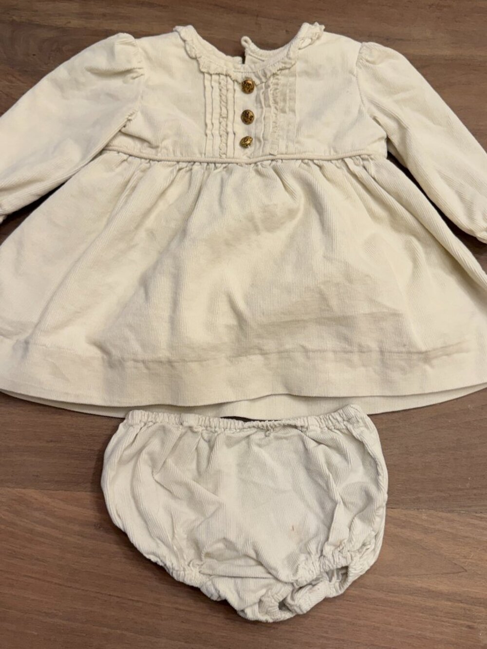 Ralph Lauren Ivory Corduroy Dress + Bloomer Set Baby 3M